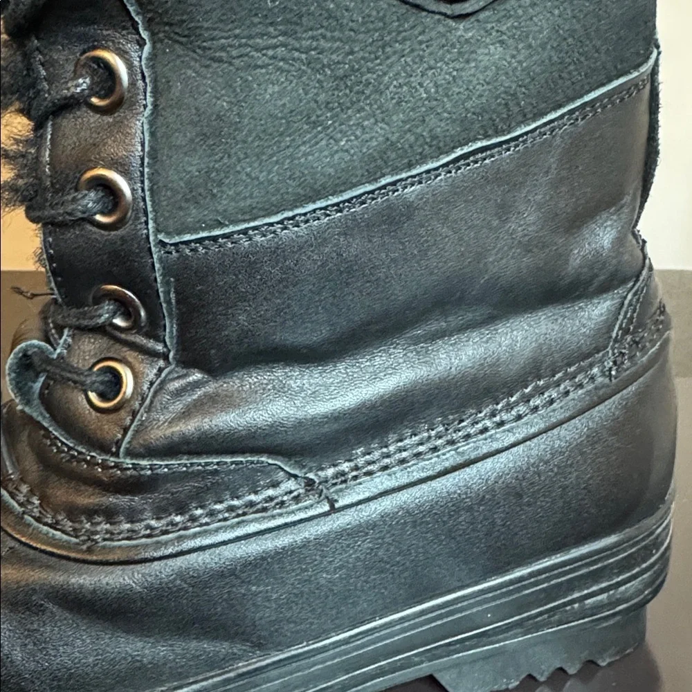 Atelier Noir By Rudsak Tall Black Lace-Up Winter Snow Boot Shearling And Leather - Picture 13 of 14